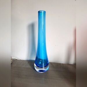 Vintage Cobalt Blue Handblown Art Glass Vase